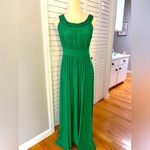 Forever Green Beaded Gown Maxi Dress (S)